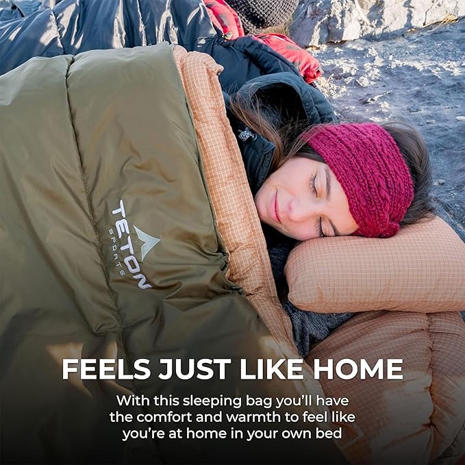Teton Celsius XXL Sleeping Bag, Cold Weather Sleeping Bags for Adults and Kids, Camping Made Easy and Warm. Compression Sack Included, 35F, 25F, 0F, 20F Degree