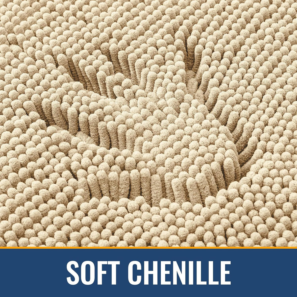 Arotive Bathroom Rugs 40x32, Extra Soft Absorbent Shaggy Chenille Bath Rugs, Machine Washable Rubber Backing Non-Slip Bath Mats for Bathroom Floor Tub and Shower, Home Decor Accessories, Beige
