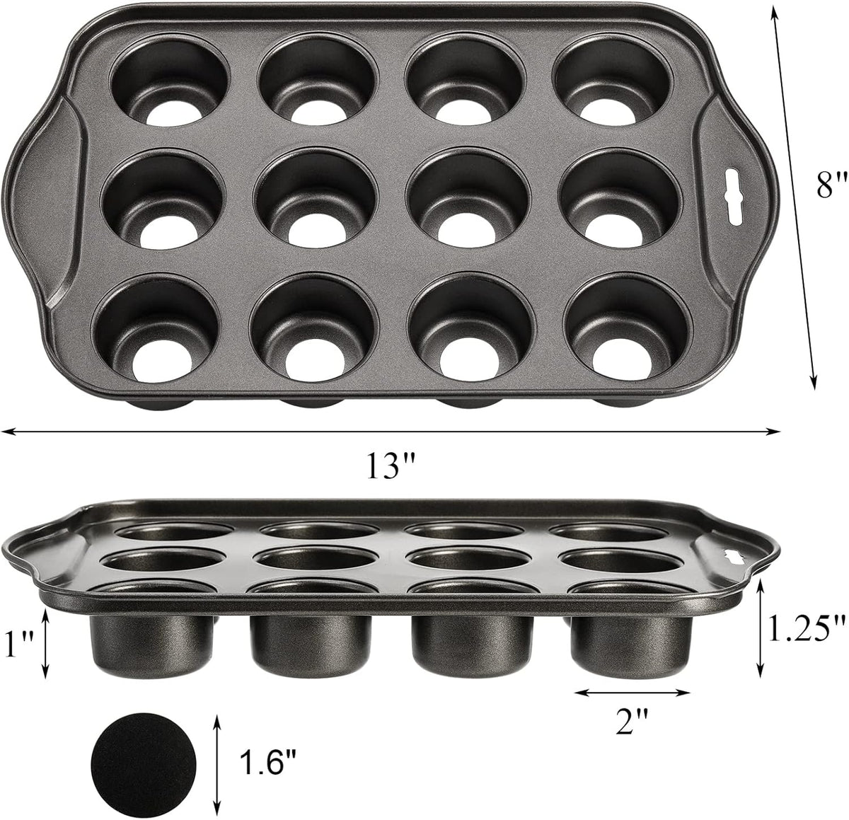 Tosnail 12 Cavity Mini Cheesecake Pan with 24 Pieces Removable Bottom