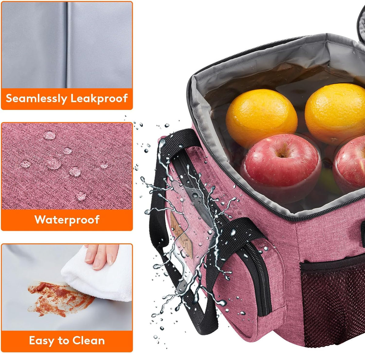 Lifewit Medium Lunch Bag Insulated Lunch Box Soft Cooler Cooling Tote for Adult Men Women, Pink 12-Can (9L)
