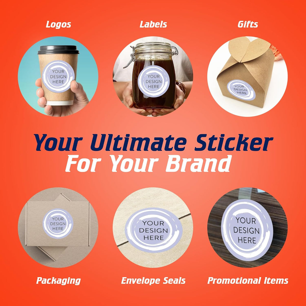 100 Custom Vinyl Stickers - Upload Your own Image, Text, Design, Logo - Personalized Logo Labels for Handmade, Packaging, Bottle, Jars, Candle, Brand Stickers (Lavender Swirls, 4x4)