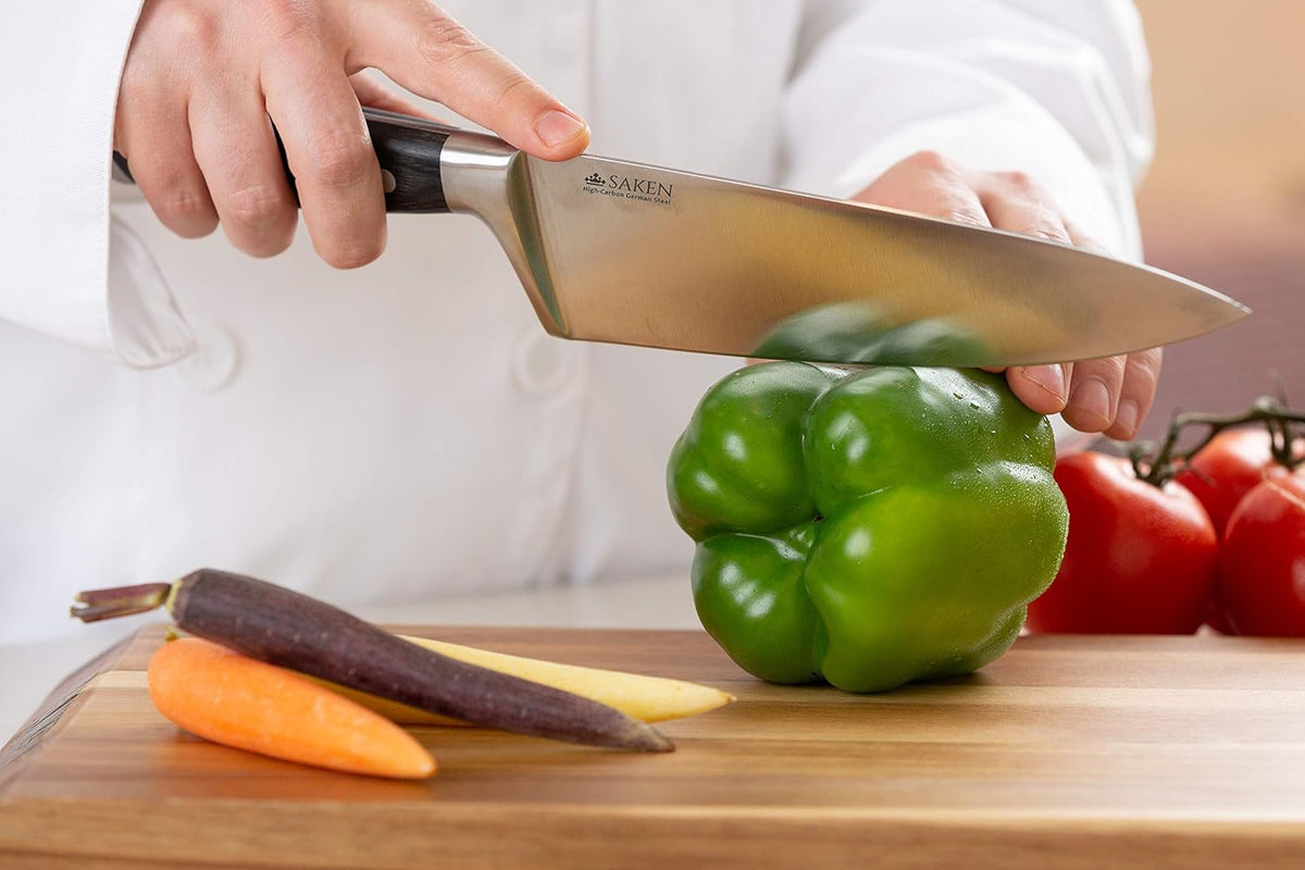 Saken Chef Knife and Paring Knife Set - 2-piece Professional Kitchen Knife Set with Ultra-Sharp, High-Carbon German Steel Blade and Ergonomic Wooden Handles - 8" Chef Knife, 3.5" Paring Knife