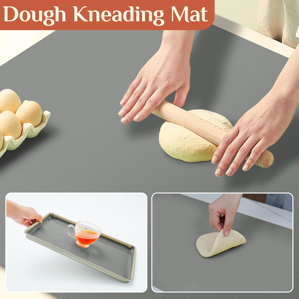 Silicone Baking Mat, 20 IN x 6 FT Free Cutting Baking Sheet,Non-Stick Reusable Dough & Pastry Mat,Non-Slip Silicone Mat Roll for Air Fryer Liner,Freeze Dryer,Oven Baking Pan,Kitchen Counter