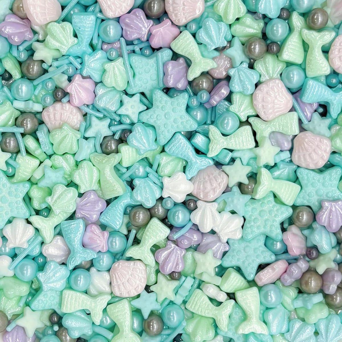 Ocean Sprinkles Candy Mix Size Edible Pearls Cake Decorations Cupcake Toppers Cookie Decorating Perfect for Wedding Party Valentine Halloween Christmas Supplies 4.58OZ