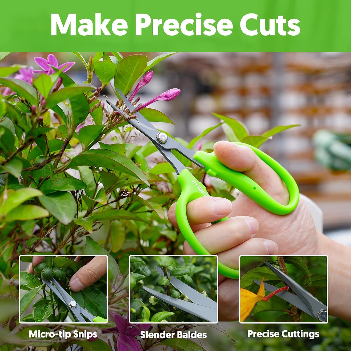 Garden Scissors, 2PCS 6in Pruning Shears Snips Non-stick Coated Sharp Steel Blades - Gardening Tools Garden Shears for Plants Herb Flowers in Grow Tent and Hydroponics