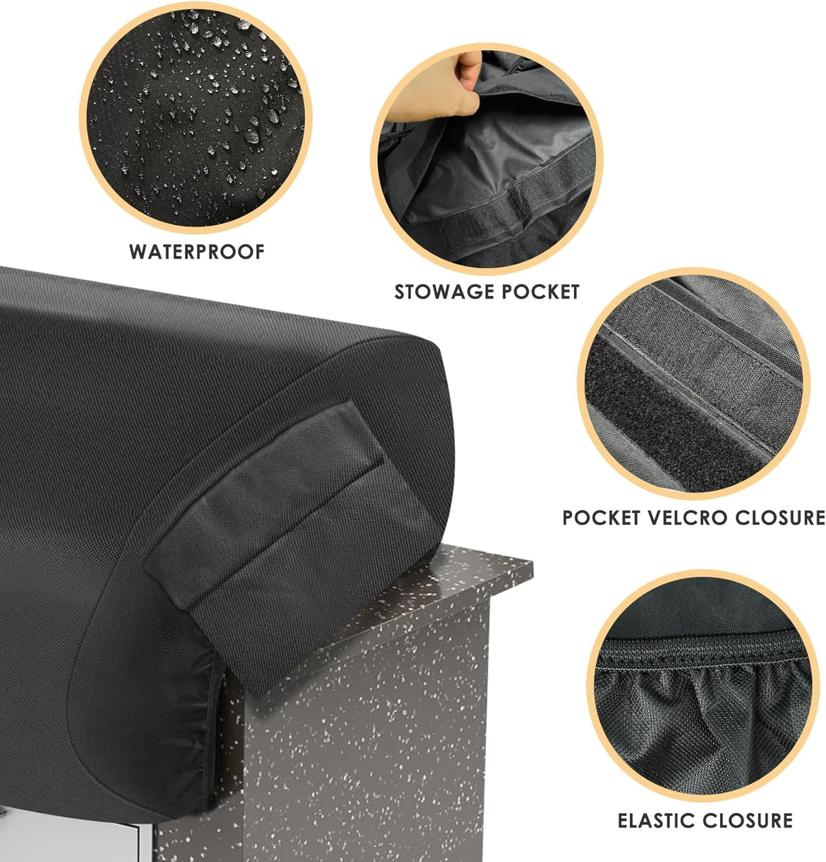 Built-in Grill Cover for Blaze 40 Inch 5-Burner Gas Grill, Heavy Duty Wateproof Island BBQ GrillTop Cover, Outdoor Kitchen Grill Head Cover
