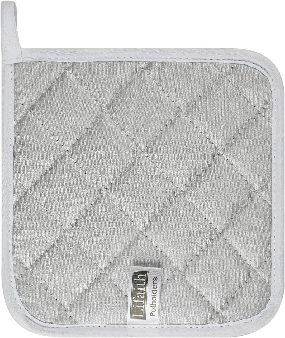 100% Cotton Kitchen Everyday Basic Terry Pot Holder Heat Resistant Coaster Potholder for Cooking and Baking Set of 5 White