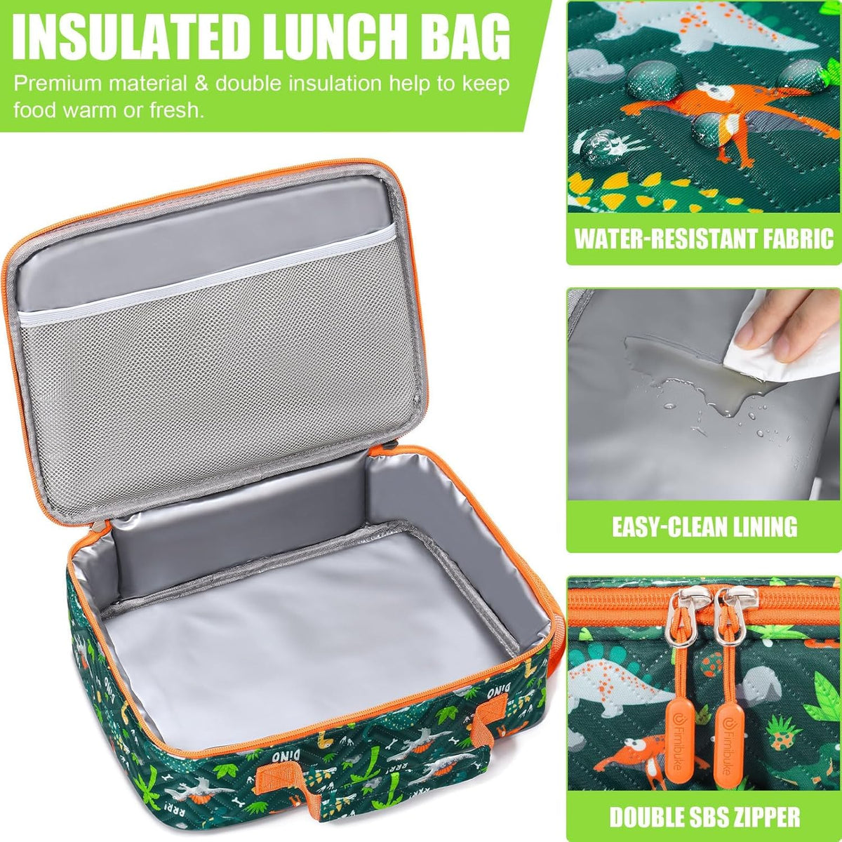 Fimibuke Kids Bento Snack Lunch Box with 4 Compartment, Insulated lunch Bag, Stainless Steel Vacuum Thermos Food Jar, Ice Pack, Utensils Set, Birthday Gift for Age 3-12 Back to School Toddler Girl Boy