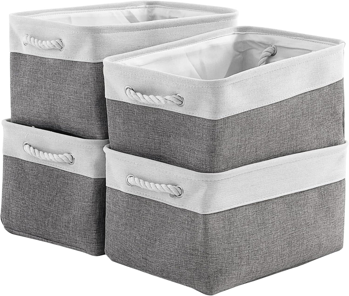 Storage Basket 16x12x8 inch Fabric Sturdy Canvas Storage Bins Organizer with Handles for Clothes and Storage Foldable Storage Boxes Cubes