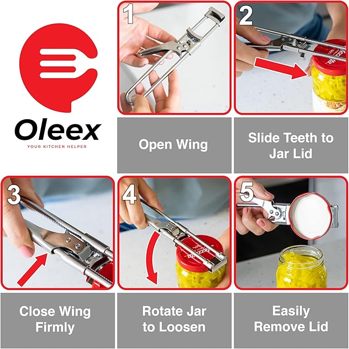 Oleex Jar Opener for Weak Hands (x2) with Keychain Bottle Cap Opener. Easy Seniors Arthritis, Kids Openers. Gripper Tight Lid Opener, Kitchen Gadgets
