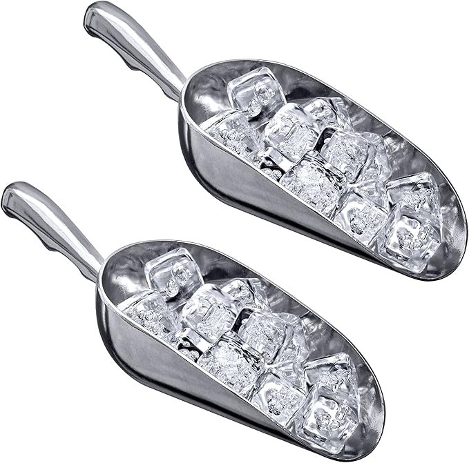 Amazing Abby - Elsa - 24-Ounce Aluminum Ice Scoops (Set of 2), Cast Aluminum Utility Scoops, Food-Grade, Good for Home and Commercial Use, NOT Dishwasher-Safe, Hand-Wash Recommended