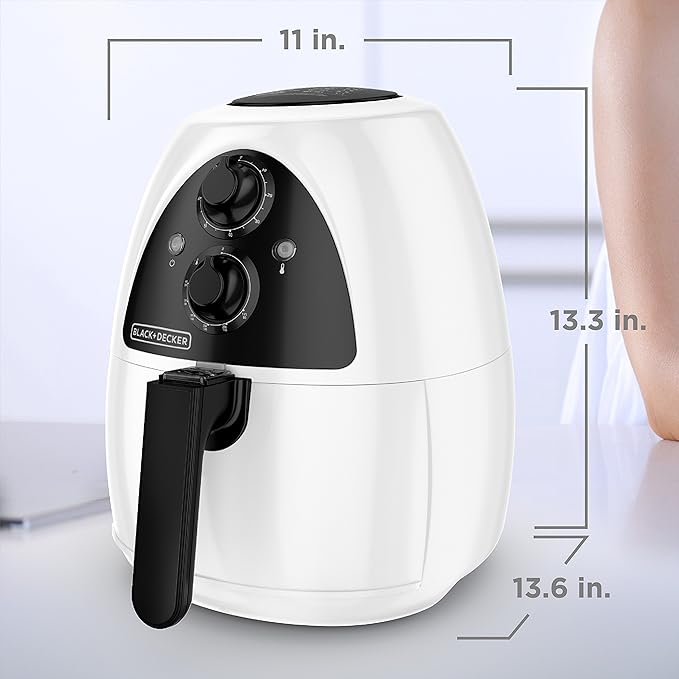 BLACK+DECKER Purify 2-Liter Air Fryer, White/Black, HF100WD