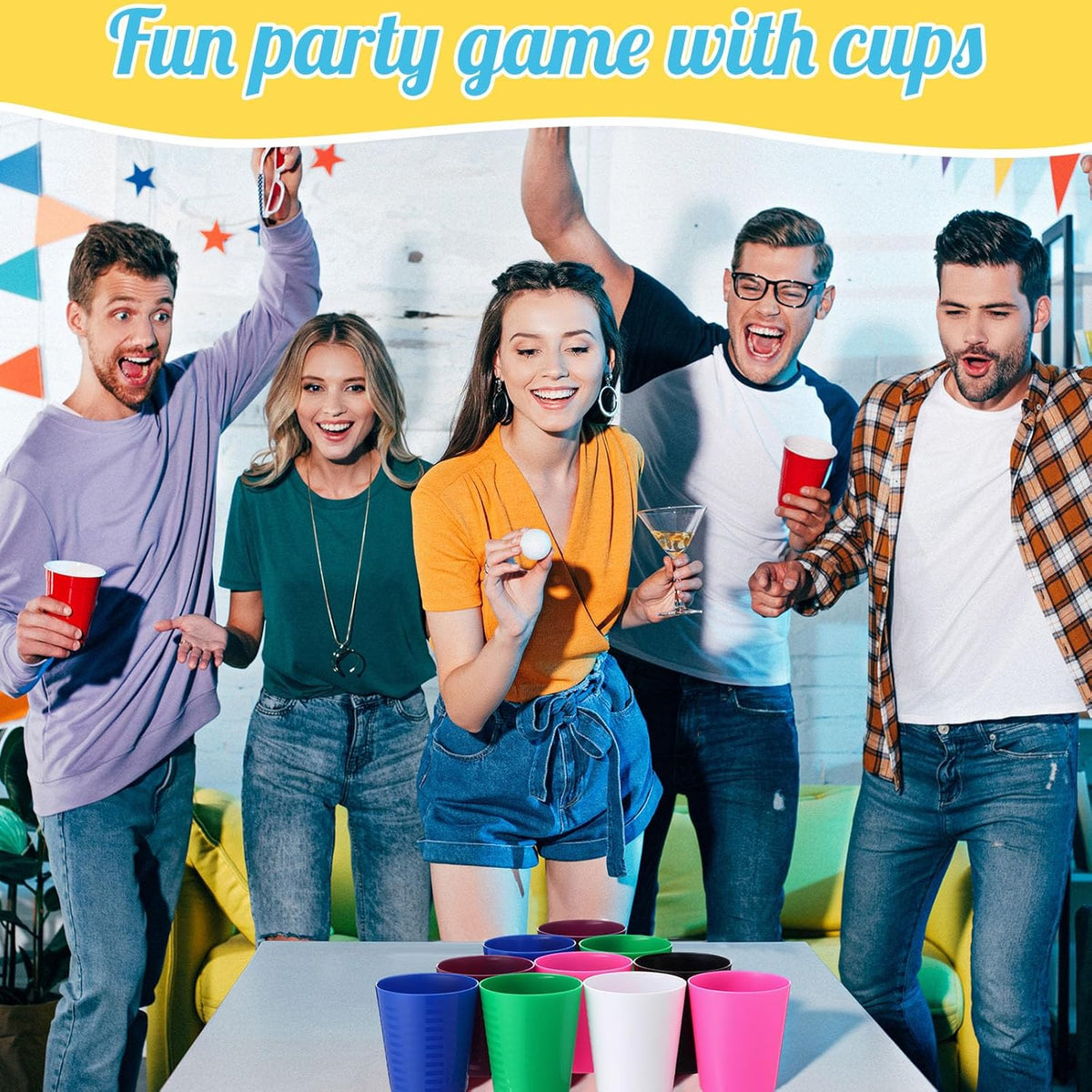 Eccliy 36pcs Kids Cups 8 oz Unbreakable Plastic Stackable Juice Reusable Tumblers Bulk Plastic Drinking Cups for Toddlers Baby Kids, Dishwasher Safe, 6 Colors(Classic color)