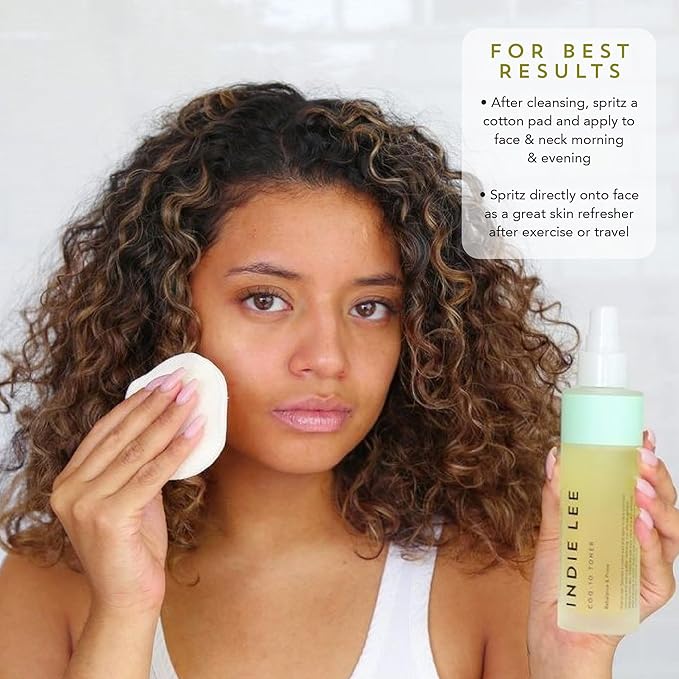 Indie Lee CoQ-10 Face Toner - Refreshing, Hydrating Mist for All Skin Typed - Hyaluronic Acid, Aloe + Chamomile - Alcohol + Essential Oil-Free Facial Toner (125ml)