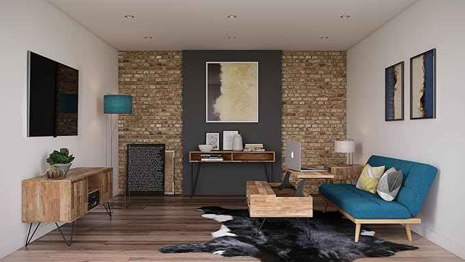 SIMPLIHOME Hunter Lift Top Coffee Table - 48 inch Wide Solid Mango Wood and Metal Industrial Cocktail Table in Natural, Functional Living Room Table with 2 Storage Cubbies and Hairpin Legs