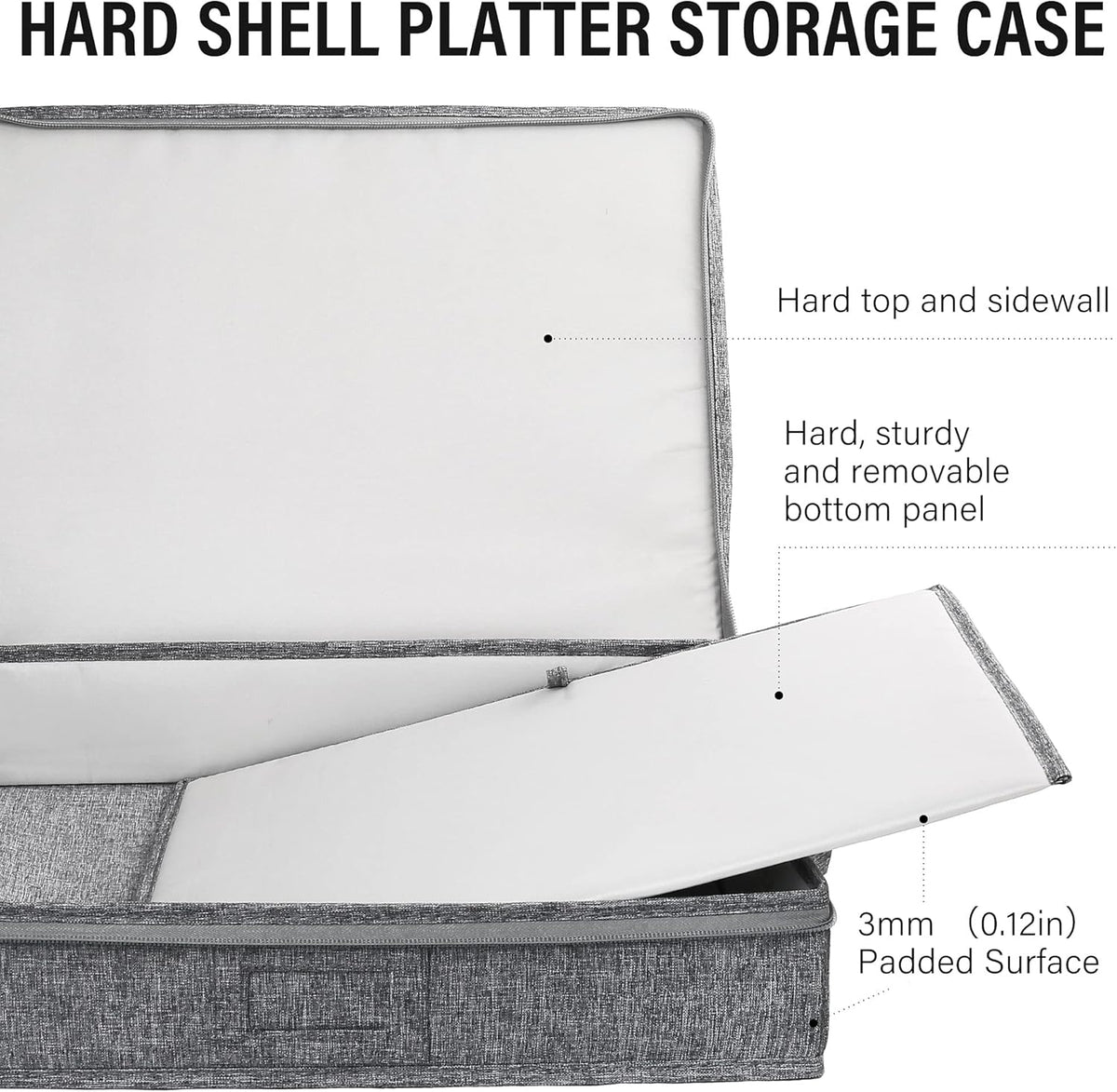 LotFancy Platter Storage Case, Hard Shell, China Storage Container for Moving, 17x13x3.5 in, 5 Felt Dividers Included