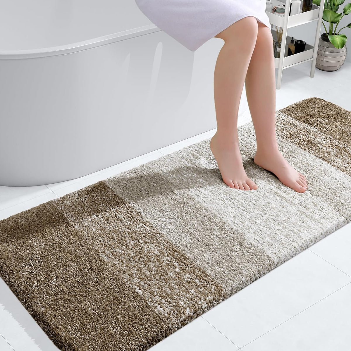 OLANLY Bathroom Runner Rugs 54x24, Extra Soft Absorbent Microfiber Bath Rugs, Rubber Backing, Quick Dry, Machine Washable Bath Mats for Bathroom Floor, Tub and Shower, Home Decor Accessories, Coffee