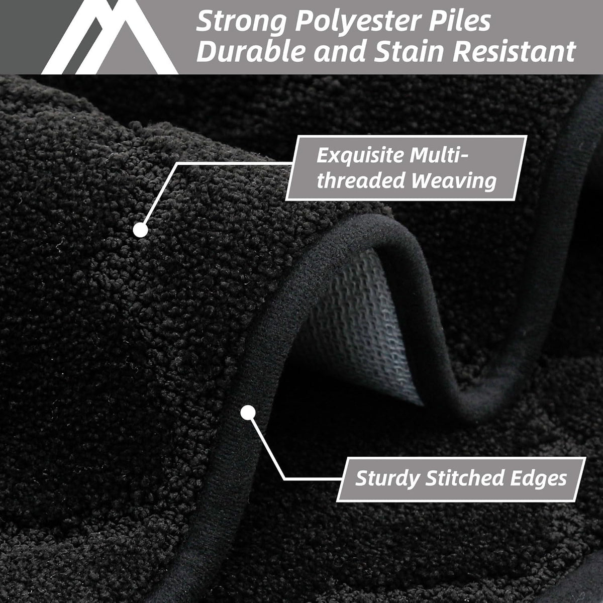 COSY HOMEER Soft Kitchen Rugs and Floor Mats for in Front of Sink Super Absorbent 20"x59" Non-Skid Standing Washable,Polyester,Black