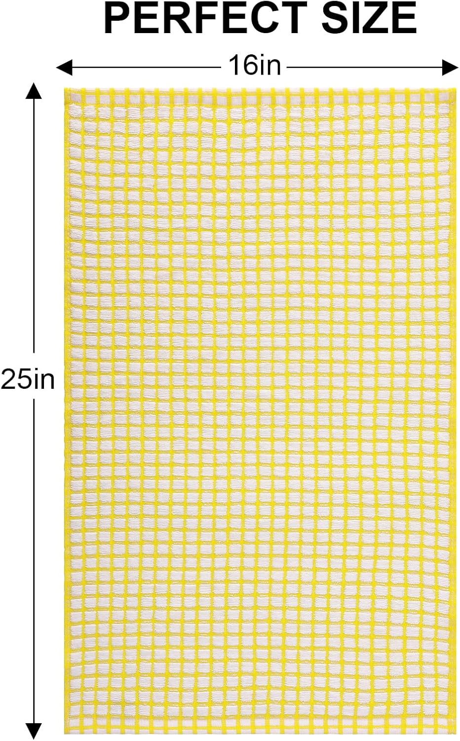 Kitinjoy Cotton 6 Pack Terry Kitchen Towels, 16 x 25 Inches Super Soft and Absorbent Dish Towels, Quick Drying Hand Towels for Kitchen Drying, Yellow