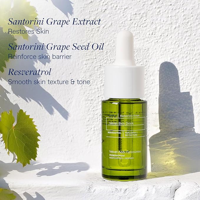 KORRES Santorini Grape Velvet Skin Drink, Hydrating Serum With Resveratrol, Grape Extract And Grape Seed Oil For Skin Care, Antioxidant Rich Face Oil To Support Smooth And Replenished Skin, 0.5 Fl Oz