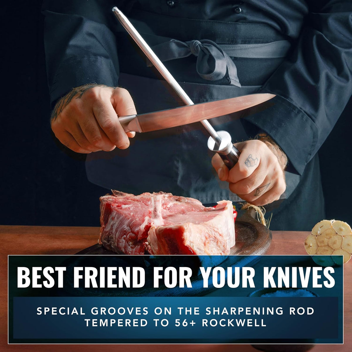 Cutluxe Honing Rod, Sharpening Steel for Kitchen Knives – 12" Honing Steel – Ergonomic Handle Design – Artisan Series