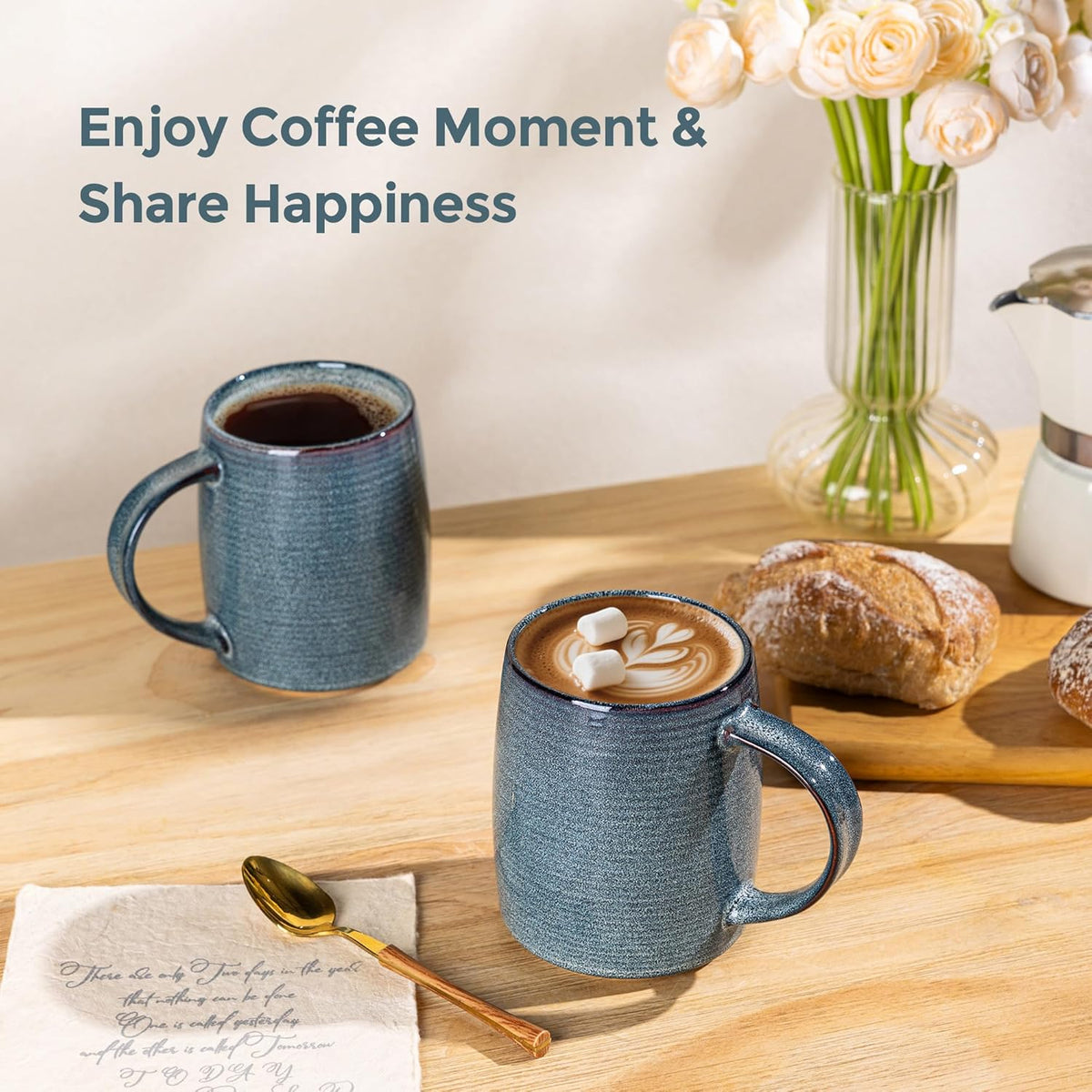 GBHOME Large Coffee Mugs Set of 6, 18oz Handmade Ceramic Coffee Mugs Set with Gradient color for Latte/Tea/Beer/Hot Cocoa, Dishwasher & Microwave Safe,