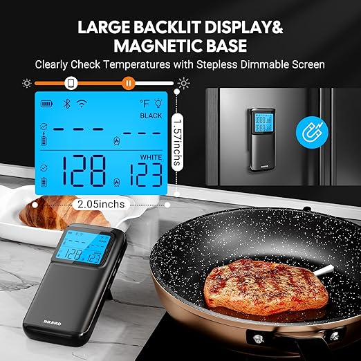 INKBIRD Wireless Dual Mode Multi-Sensor Meat Thermometer, WiFi 5G and Bluetooth 5.4 Connection, 2 Probes with 5 Sensors, CNAS-accredited Accuracy, for BBQ, Grill, Smoker, Oven, Kitchen