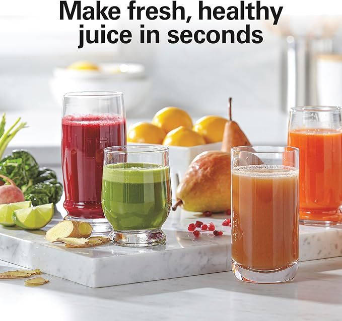 Hamilton Beach Juicer Machine, Big Mouth 3” Feed Chute for Whole Fruits and Vegetables, Easy to Clean, Centrifugal Extractor, Vegetable & Fruit Juicer, BPA Free, 800W Motor, Black