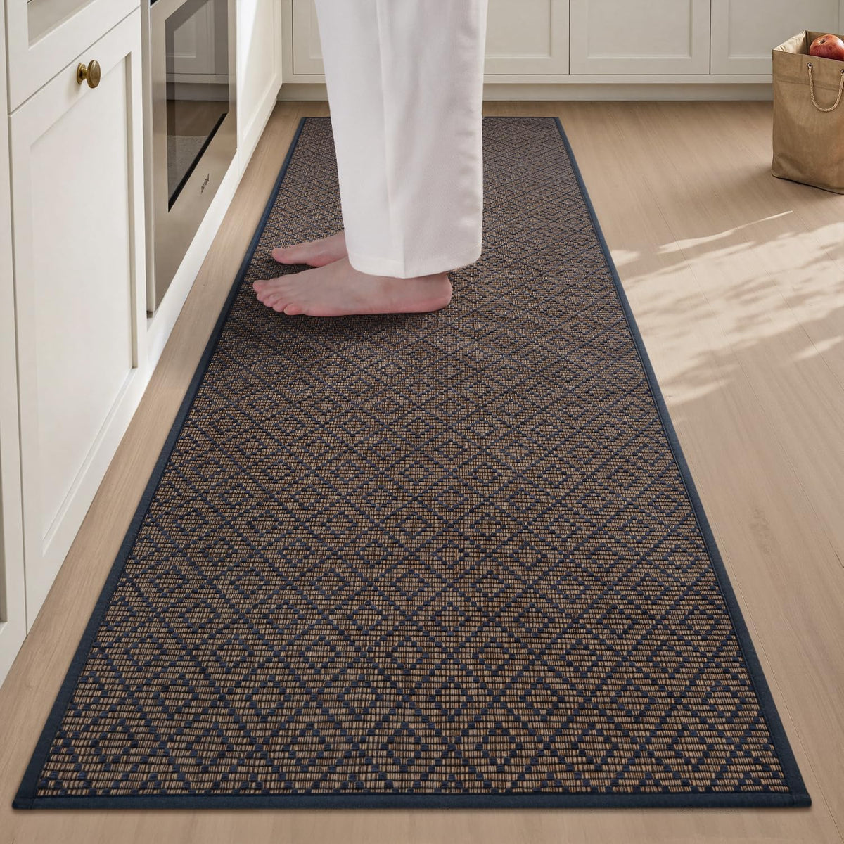 PADOOR Kitchen Runner, Rubber Backed Kitchen Runner Rugs Non Skid Washable, Super Absorbent Kitchen Mats for Floor Front of Sink, 20"x70" Blue