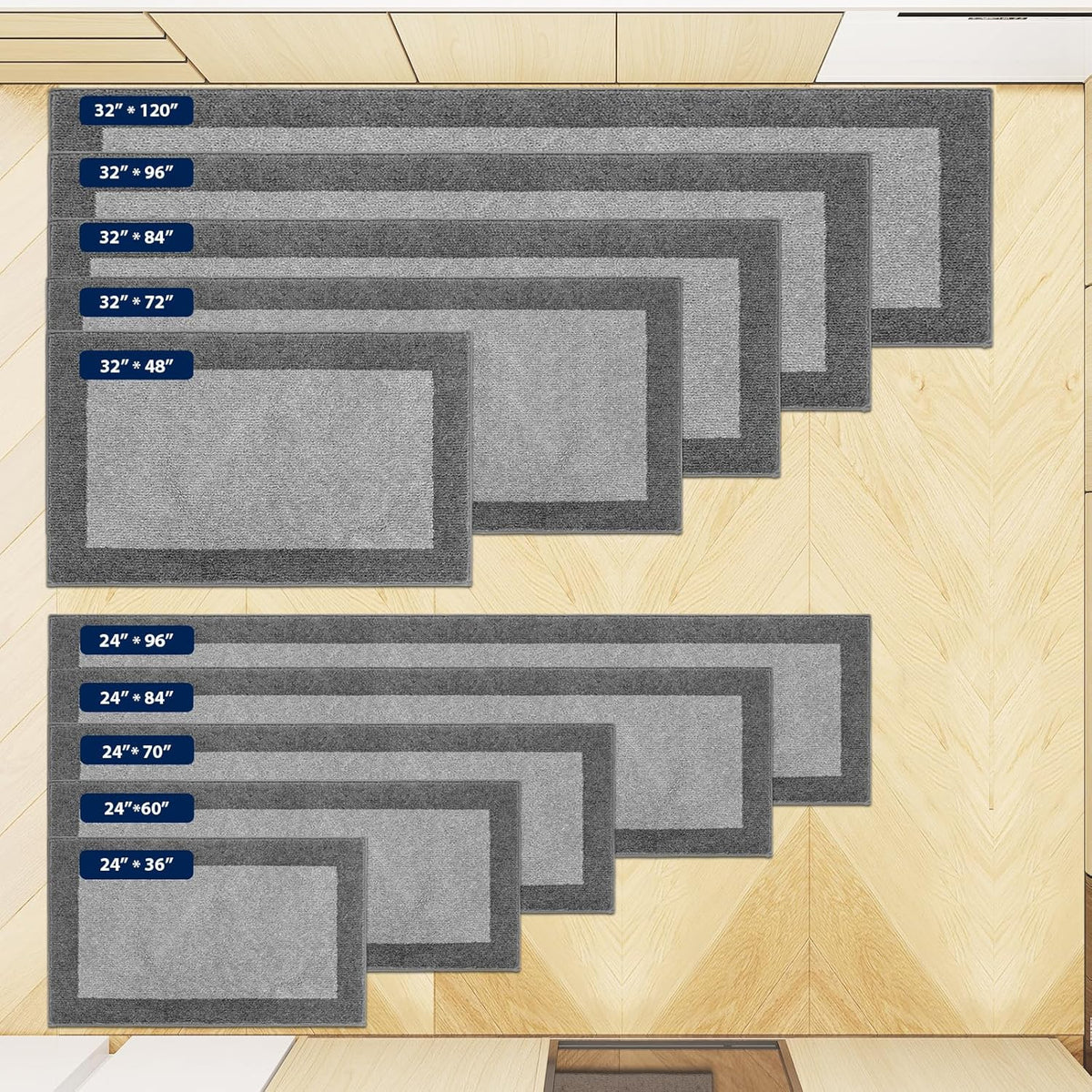 Machine Washable Kitchen Rug 24" x 36", Non Slip Kitchen Mat for Floor, Absorbent Entrance Throw Rug for Bedroom, Hallway, Bathroom, Door