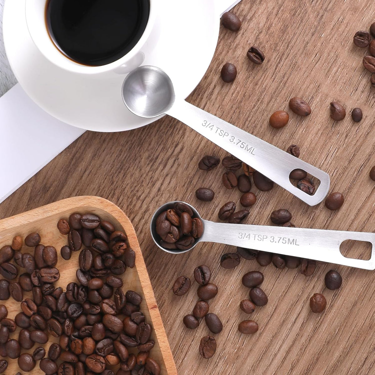 Measuring Spoons, 2 Pcs Stainless Steel Tablespoon 3.75ML / 3/4 TSP, Small Metal Teaspoons for Measuring Dry and Liquid Ingredients