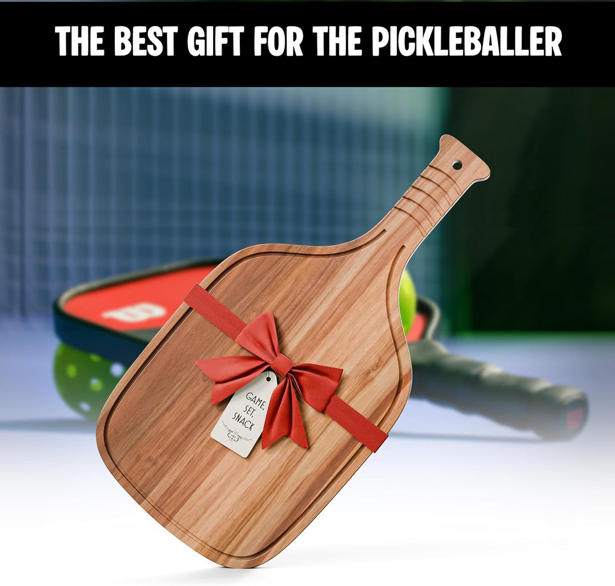 New – Set of 2 Pickleball Paddle Charcuterie & Cheese Boards – Acacia Wood Cutting Boards (16.9” x 8.1”) Serving Tray. Pickleball Gifts for Men or Women, Pickle Ball Plates, Pickle Ball Accessories