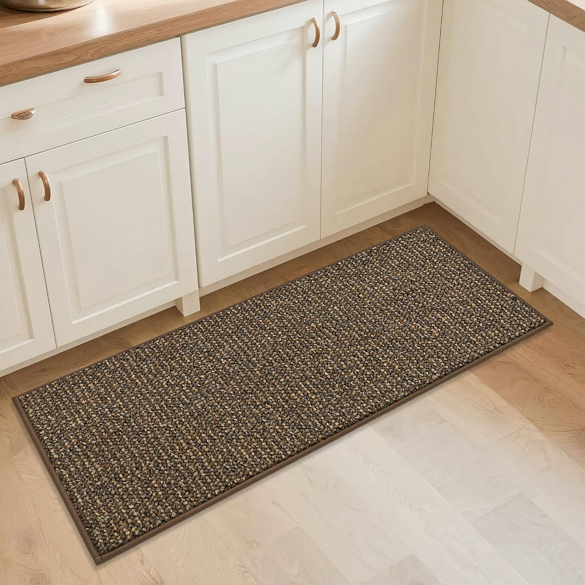 BEQHAUSE Kitchen Runner Rugs 20"x48", Non-Slip Kitchen Mats for Floor, Super Absorbent and Stain Resistant Kitchen Rug, Machine Washable Rugs for Kitchen, Hallway, Laundry & Sink, Brown