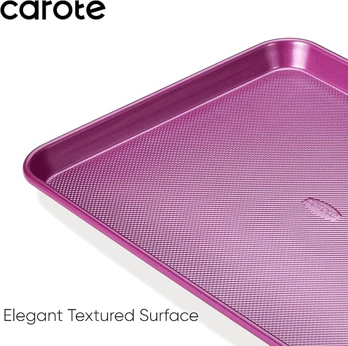 CAROTE 3-Piece Baking Pan Set - Bakeware Set, Baking Sheet Set Including 13 Inch 15 Inch 17 Inch Sheet Pan, Cookie Sheet for Baking, Royal Violet
