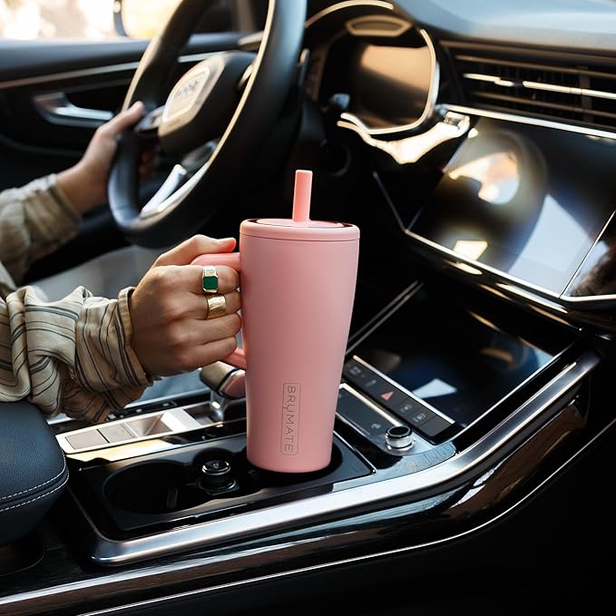 BrüMate Era 20 oz Tumbler with Handle and Straw | 100% Leakproof Insulated Tumbler with Lid and Straw | Made of Stainless Steel | Cup Holder Friendly Base | 20oz (Dark Aura)