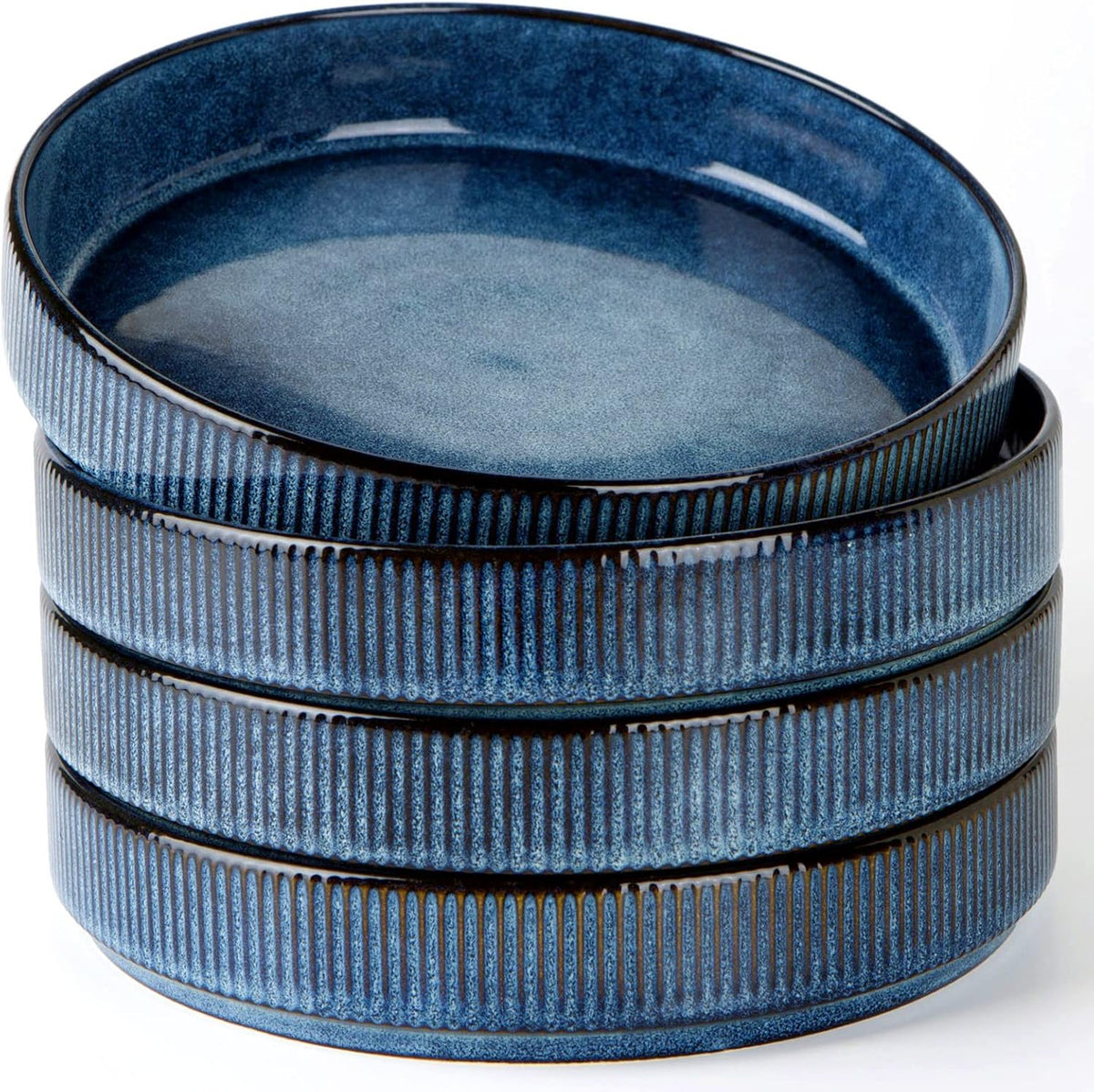 famiware Star 8.25" Pasta Bowls, Large Dinner Bowls Set of 4, Salad Bowl Plates, Shallow Bowls for Eating, Nebulas Blue