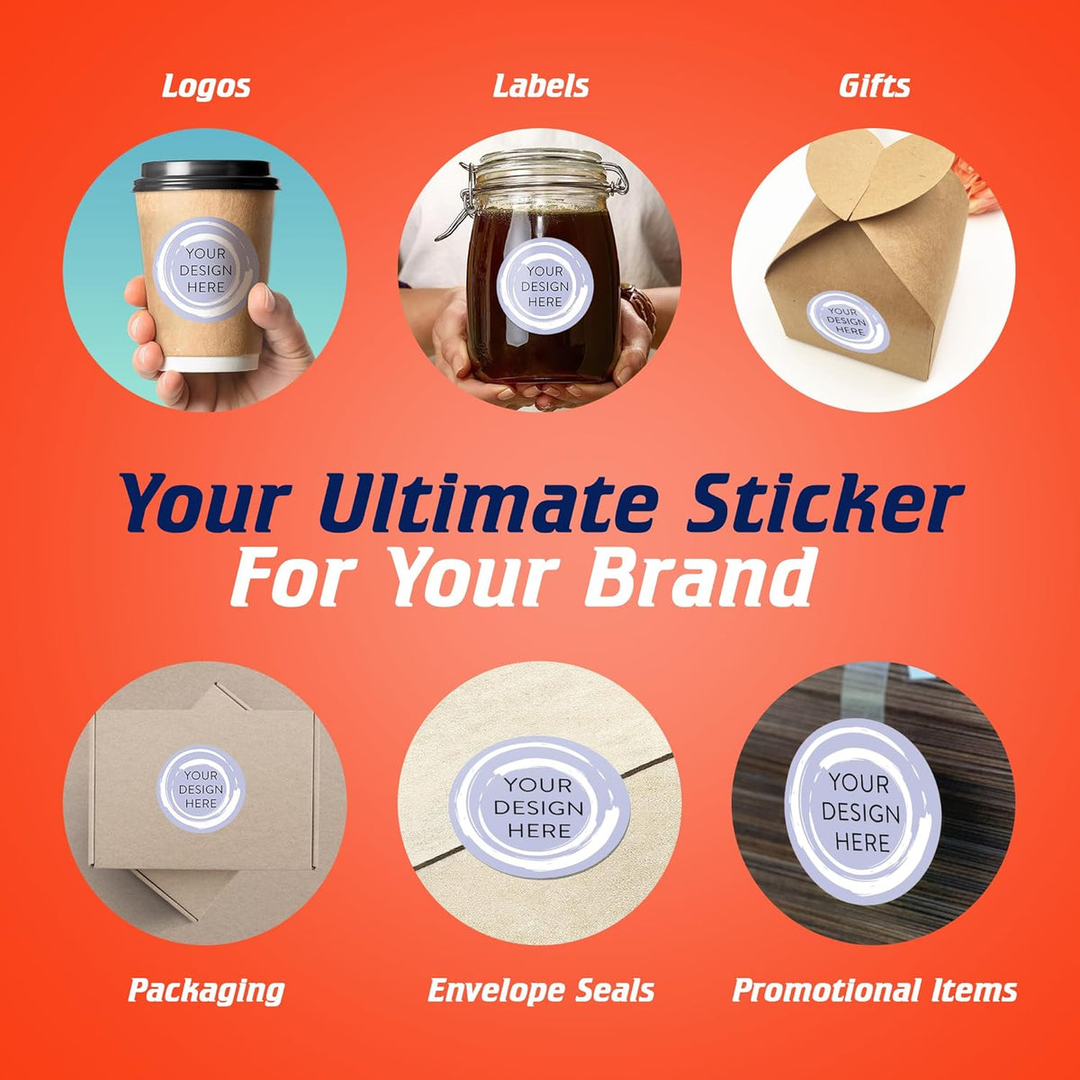 100 Custom Vinyl Stickers - Upload Your own Image, Text, Design, Logo - Personalized Logo Labels for Handmade, Packaging, Bottle, Jars, Candle, Brand Stickers (Lavender Swirls, 3x3)