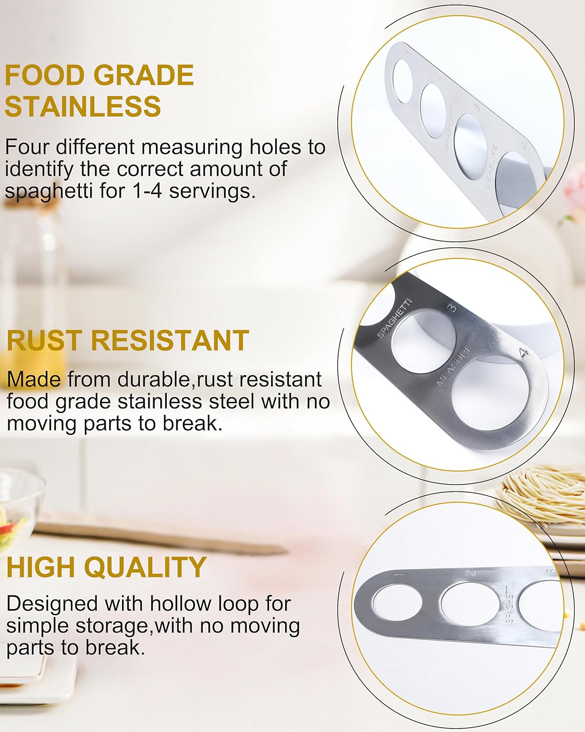 Stainless Steel Spaghetti Measurer Tool YQBOOM 2Pcs Pasta Portion Tool Measuring Tool for Cooking Spaghetti Noodles