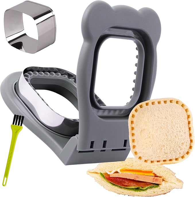 Uncrustables Sandwich Maker Sealer Cutter, Crustless Sandwich Cutter, PB&J Uncrustable Maker - Color Grey, Square Shape