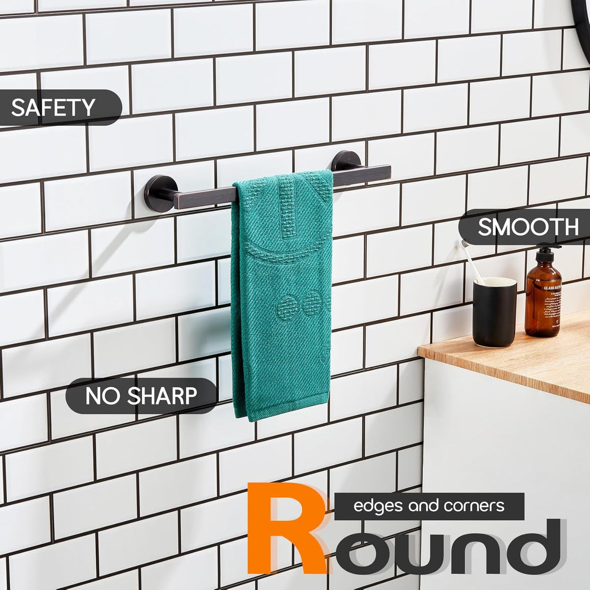 12 Inch Bathroom Towel Bar Bath Towel Rack Kitchen Towel Holder Towel Ring Wall Mounted SUS304 Stainless Steel 2 Pack Oil Rubbed Bronze AN4001ORB-L12-P2