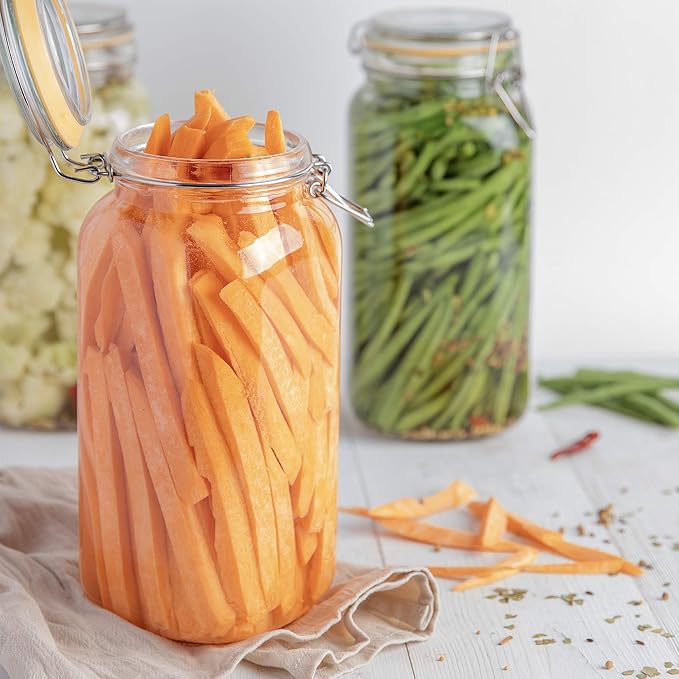 Galashield Classic Glass Jars with Airtight Lids - 67 oz Food Storage Jars - Leak Proof, Shock Resistant, Dishwasher Safe