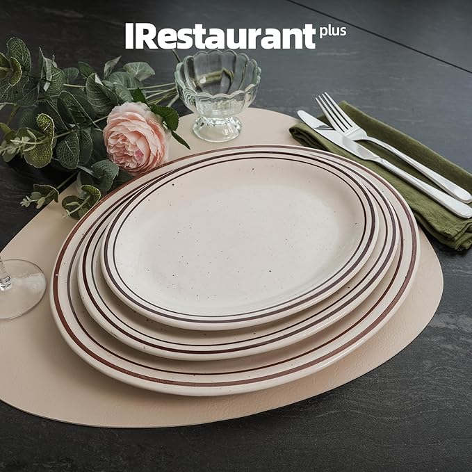 Stoneware Narrow Rim Commercial Grade Dinnerware (Brown Speckle, Platter 11.5" x 8.5")