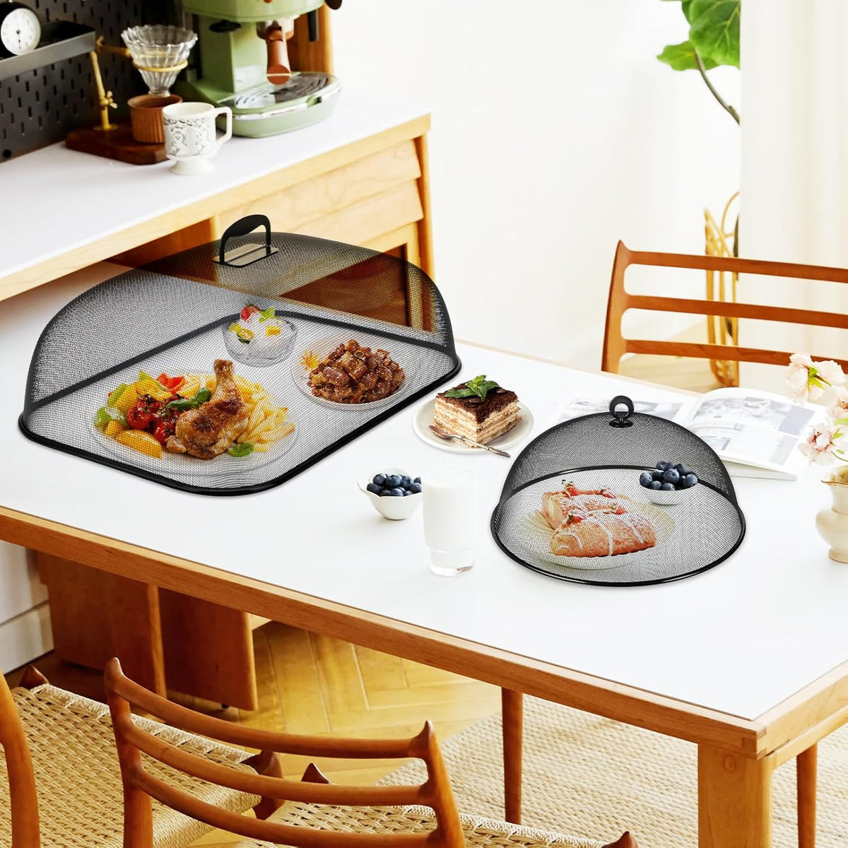 8 Pcs Metal Mesh Screen Food Cover for Outdoors Set Including 2 Pcs Extra Large 18.5 in Mesh Food Tents for Outdoor 6 Pcs 11 in Large Dome Picnic Food Covers Mesh Food Covers