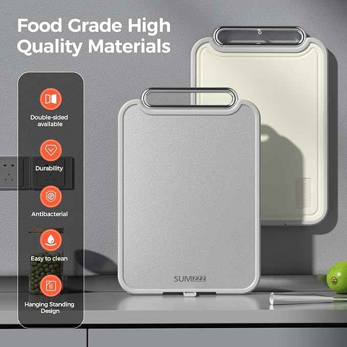 Stainless Steel Cutting Board for Kitchen, 2-in-1 Double-Sided Chopping Board, Food Grade Stainless Steel/PP, Easy to Clean, Large Size, Non-Slip, 16”×11”