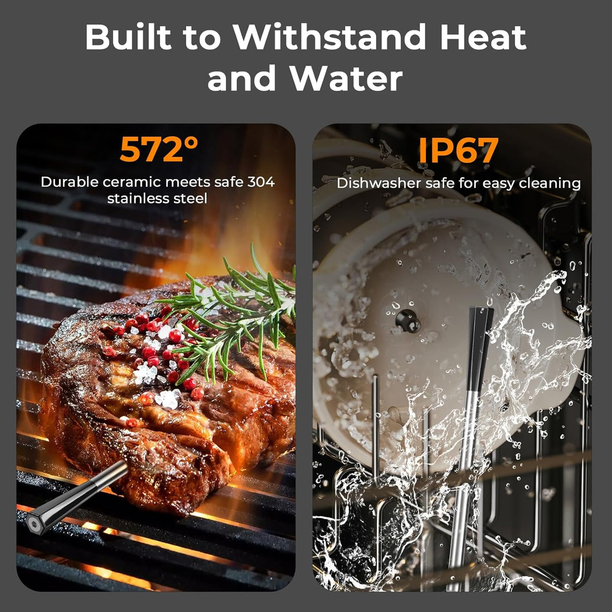 BlueSwan Digital Wireless Smart Bluetooth Meat Thermometer 820 ft Range Food Thermometer with APP for Grill, Smoker, Oven, 48Hr Battery, Magnetic Design for BBQ, Kitchen, Air Fryer, Gifts for Men