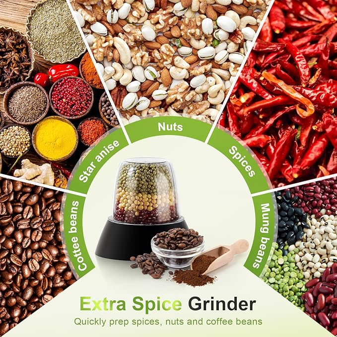 Facelle Electric Food Processor 10 Cup Large Bowl with 6.8oz Grinder, 600W Vegetable Chopper for Mincing, Dicing, Shredding, Puree & Kneading Dough, Great for Cheese Grater, Hummus, Meat and Salsa