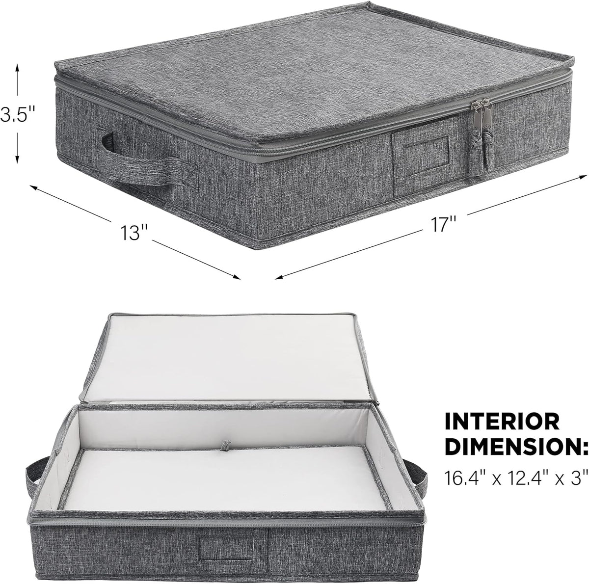 LotFancy Platter Storage Case, Hard Shell, China Storage Container for Moving, 17x13x3.5 in, 5 Felt Dividers Included