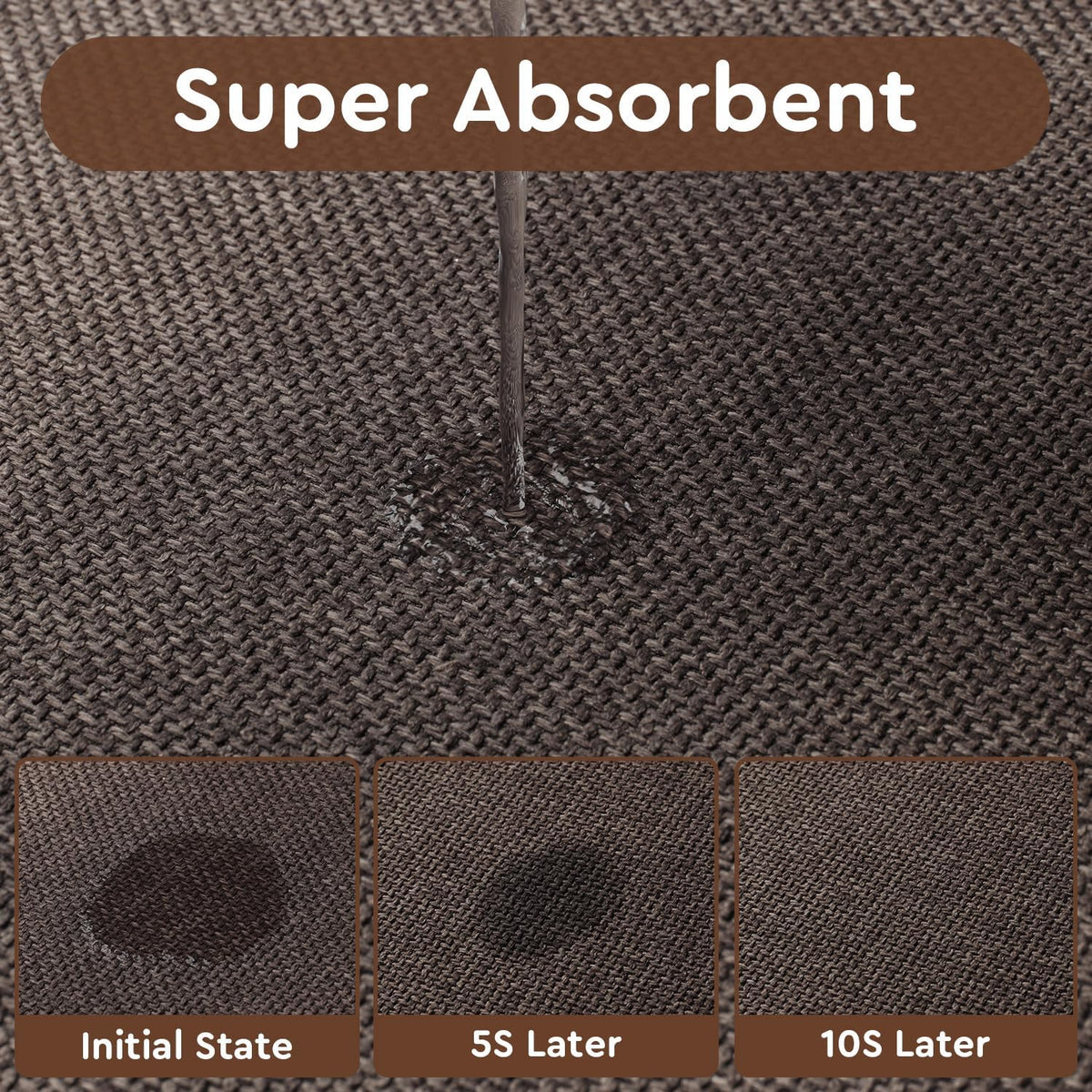 tchdio Kitchen Mats for Floor, Rubber Backed Kitchen Rugs Non Slip Washable, Superior Absorbent Kitchen Runner Rug Easy to Clean, Comfort Kitchen Floor Mat Front of Sink (Brown, 20" × 47")