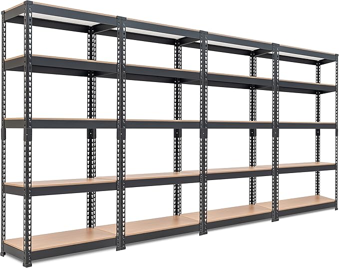 HOMEDANT 28"W x 12.3"D x 59.5"H 5-tier Boltless Metal Shelving Unit Adjustable Garage Storage Utility Rack Heavy Duty Shelves Organization Multipurpose Shelf Warehouse Kitchen Living Room pantry 4Pack