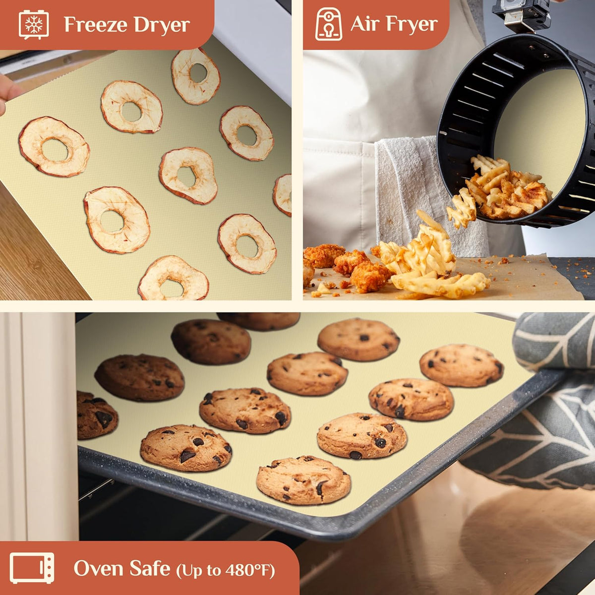 Silicone Baking Mat, 16 IN x 6 FT Free Cutting Baking Sheet,Non-Stick Reusable Dough & Pastry Mat,Non-Slip Silicone Mat Roll for Air Fryer Liner,Freeze Dryer,Oven Baking Pan,Kitchen Counter